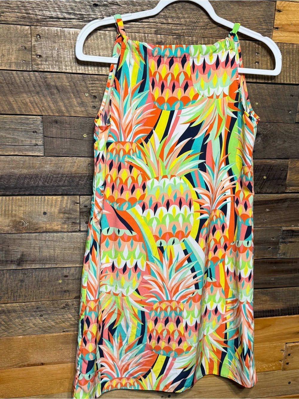 Crown & Ivy Womens Medium Pineapple Vibrant Sleeveless Sheath Beach Dress